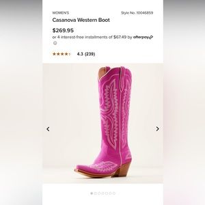Brand new Ariat pink beautiful boots! Paid over 300 with shipping. Missed return